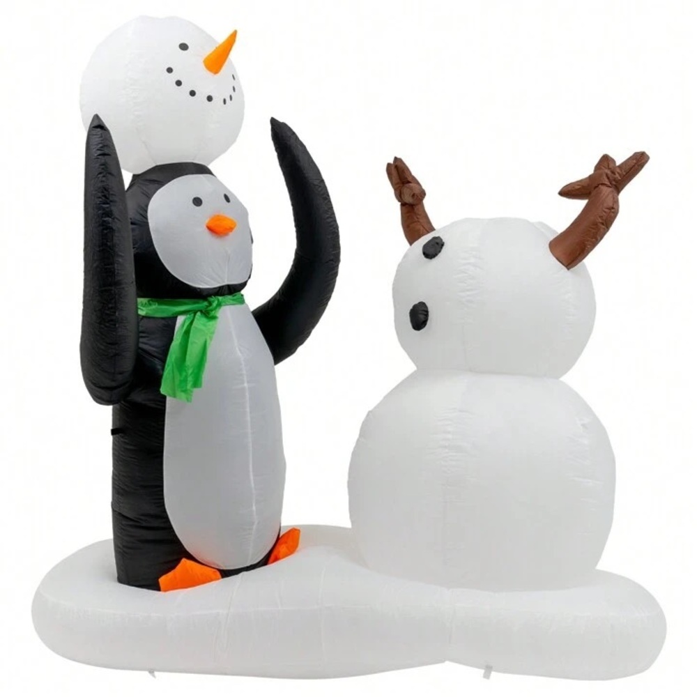 7 Foot Christmas Inflatable Penguin & Snowman Outdoor Decorations Winter Holiday - Picture 3 of 8